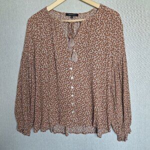 💙 Olivaceous Oversized Floral Lightweight Flowy Soft Blouse Size M/L Cottage Pr